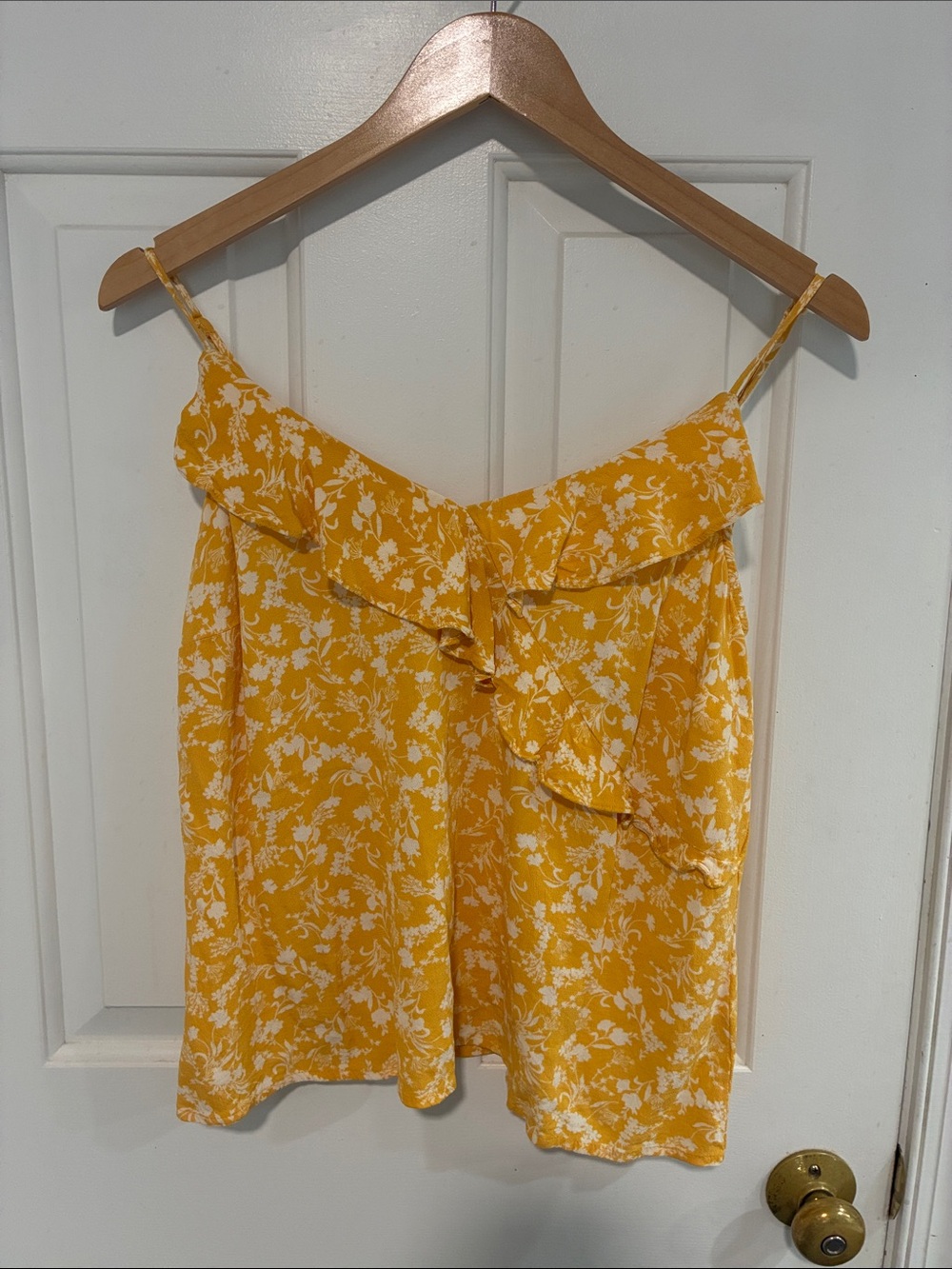 Old Navy Yellow Floral Ruffle Cami Top